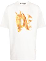 Palm Angels t-shirt à logo Burning imprimé - Blanc