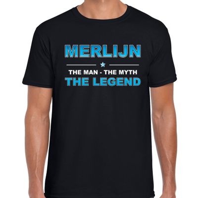 Naam cadeau t-shirt Merlijn - the legend zwart voor heren Naam cadeau t-shirt Merlijn - the legend zwart voor heren