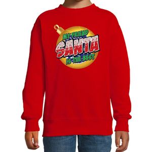 Foute kersttrui / sweater My friend Santa is the best rood kids