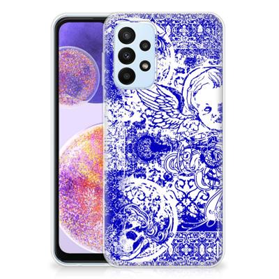 Silicone Back Case Samsung Galaxy A23 Angel Skull Blauw