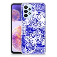Silicone Back Case Samsung Galaxy A23 Angel Skull Blauw