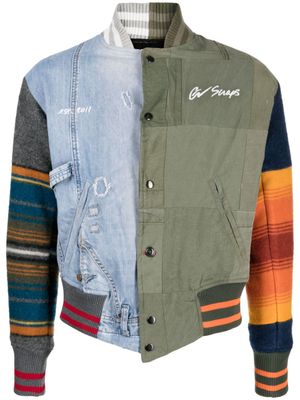 Greg Lauren veste bomber à design patchwork - Bleu