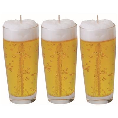 Bierkaars - 3x - bier fluitje - H13 cm/D5 cm - Bierglas gadget/kado - kaars