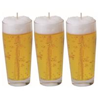 Bierkaars - 3x - bier fluitje - H13 cm/D5 cm - Bierglas gadget/kado - kaars