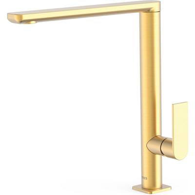 Wastafelkraan Tres Loft | Opbouw | Draaibare uitloop | Mengkraan | Hoog model | 1-hendel | Rond | 24k Goud mat