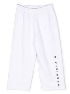 MM6 Maison Margiela Kids pantalon en coton à logo imprimé - Blanc