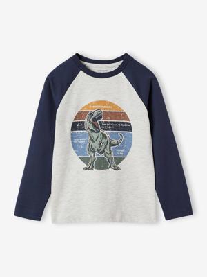 Oeko-Tex® grafisch jongens-T-shirt met raglanmouwen gemêleerd wit