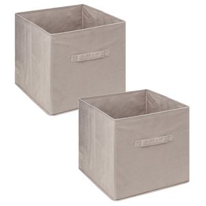 Opbergmand/kastmand - 2x stuks - 29 liter - beige - 31 x 31 x 31 cm