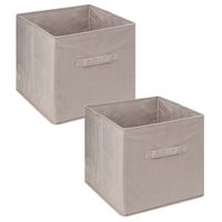 Opbergmand/kastmand - 2x stuks - 29 liter - beige - 31 x 31 x 31 cm - thumbnail