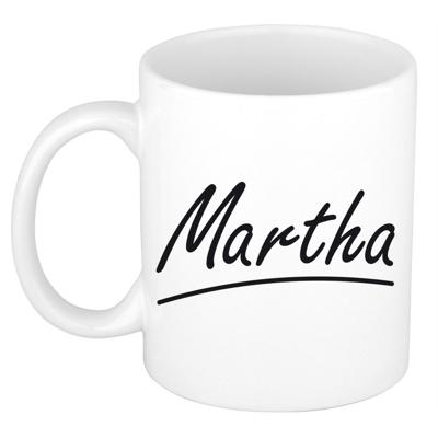 Martha Naam koffiemok - beker - met sierlijke letters - wit - 300 ml - Cadeau - Dames