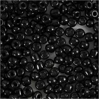 Creativ Company Rocailles, d 4 mm, afm 6/0, gatgrootte 0,9-1,2 mm, zwart, 25 gr/ 1 doos