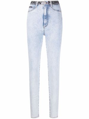 Philipp Plein legging en jean à taille haute - Bleu