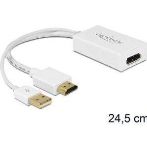 DeLOCK 62496 video kabel adapter 0,245 m HDMI-A, USB-A Displayport Wit