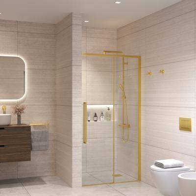 Nisdeur Sanivo Nova Soft Close 140x200 cm Geborsteld Messing Goud Helder Nano 8 mm
