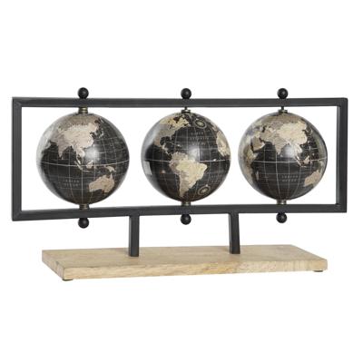 Atmosphera Decoratie wereldbol / globe - zwart - 3 bollen - 50 x 13 x 27 cm - houten frame Atmosphera Decoratie wereldbol / globe - zwart - 3 bollen - 50 x 13 x 27 cm - houten frame