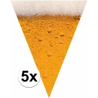 5x stuks Bier/Pils them print vlaggenlijnen/slingers van 6,4 met