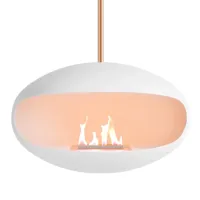 Aeris Wit + Koperen staaf | Cocoon Fires | Plafond bio-ethanol haard | Wit