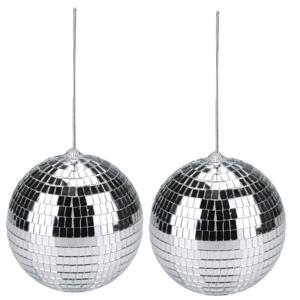 Grote discobal kerstballen - 2x - zilver - D15 cm - kunststof - discobol - disco - kerstversiering