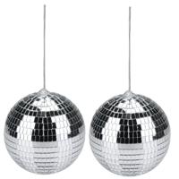 Grote discobal kerstballen - 2x - zilver - D15 cm - kunststof - discobol - disco - kerstversiering - thumbnail