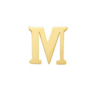 Minimalistische letter oorbelknopje - 14K GOUD - Goud - M