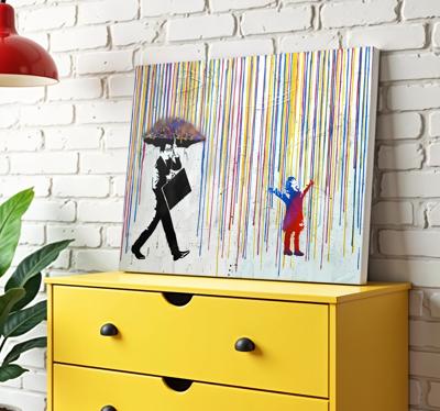 Kleurrijke regen Canvas schilderij kunst