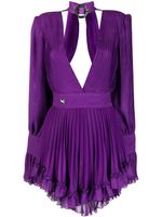 Philipp Plein robe plissée à col v profond - Violet - thumbnail