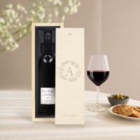 Wijn in gegraveerde kist - Belvy - Rood