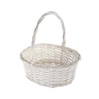 CM Cadeaumand met hengsel - wit - riet - 25 x 18 x 11 cm - rieten mand