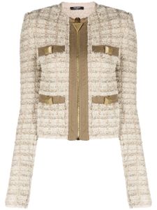 Balmain veste en tweed à fermeture zippée - Vert