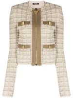 Balmain veste en tweed à fermeture zippée - Vert