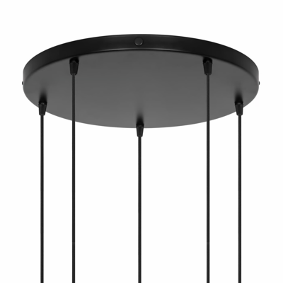 Plafondkap zwart 5 uitgangen 40 cm