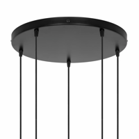 Plafondkap zwart 5 uitgangen 40 cm