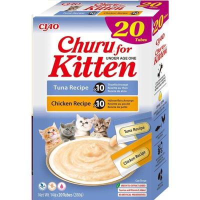 INABA Kitten Chicken and tuna - Kattensnoepje - 20x14g