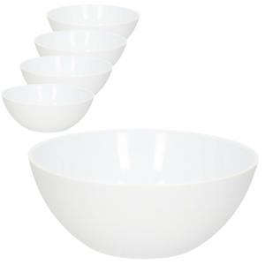 Plasticforte - 4x stuks - Serveerschaal/saladeschaal - D20 x H8 cm - kunststof - wit