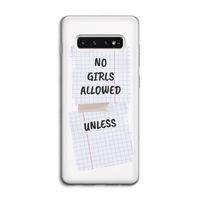 No Girls Allowed Unless: Samsung Galaxy S10 4G Transparant Hoesje