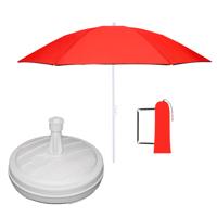Tuin parasol - met vulbare parasolvoet in wit - doek rood - D160 cm - polyester