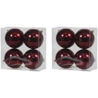 8x Kunststof kerstballen glanzend bordeaux rood 12 cm kerstboom versiering/decoratie   - - thumbnail