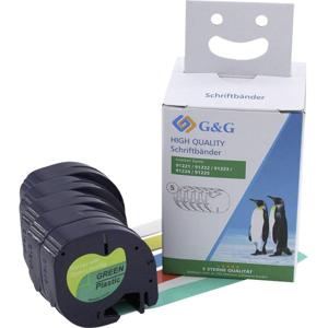 Labeltape Set van 5 stuks G&G BM-D-G-91221-5 Compatibel vervangt DYMO 91221, 91222, 91223, 91224, 91225 Tapekleur: Wit, Geel, Rood, Blauw, Groen Tekstkleur: