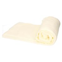 Fleece deken/plaid met franjes gebroken wit 130 x 170 cm