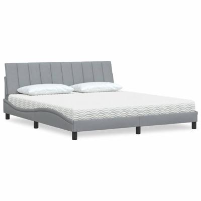 Bed met matras "Hanko" stof lichtgrijs 180x200 cm
