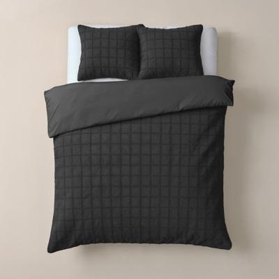Sleeptime Faux Fur Check Zwart 200x200/220 cm
