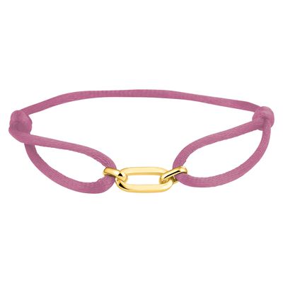 Armband Ovale schakel 20 x 6 mm satijn-zilver oudroze-goudkleurig 13-26 cm