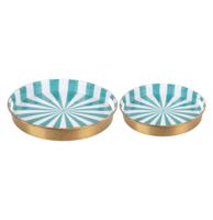 Candy Swirl - Dienblad set van 2 Ø31cm/Ø26cm Turquoise/Wit Candy Swirl - Dienblad set van 2 Ø31cm/Ø26cm Turquoise/Wit