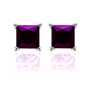New Bling 9NB-0035 Oorstekers zilver met zirkonia zilverkleurig-paars 8 mm