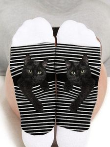 Casual Cat Striped Over the Calf Socks