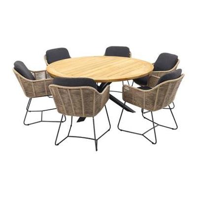 Taste Belmond naturel|Prado 160 cm. ronde tuinset - 7-delig