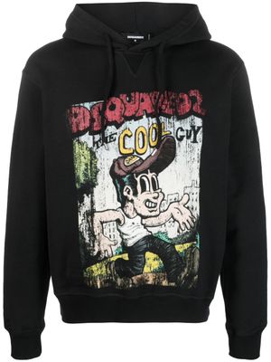 DSQUARED2 hoodie en coton à imprimé graphique - Noir