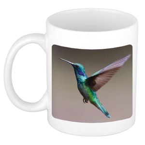 Dieren foto mok kolibrie vogel vliegend - vogels beker wit 300 ml