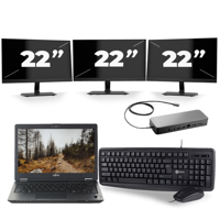 Fujitsu LifeBook U727 - Intel Core i7-7e Generatie - 12 inch - 16GB RAM - 256GB SSD - Windows 11 + 3x 22 inch Monitor