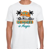 Toppers verkleed T-shirt heren - The summer is Magic - wit - Miami auto - Tropische feestkleding